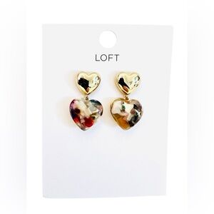 LOFT Tortoiseshell Print Puffy Heart Earrings